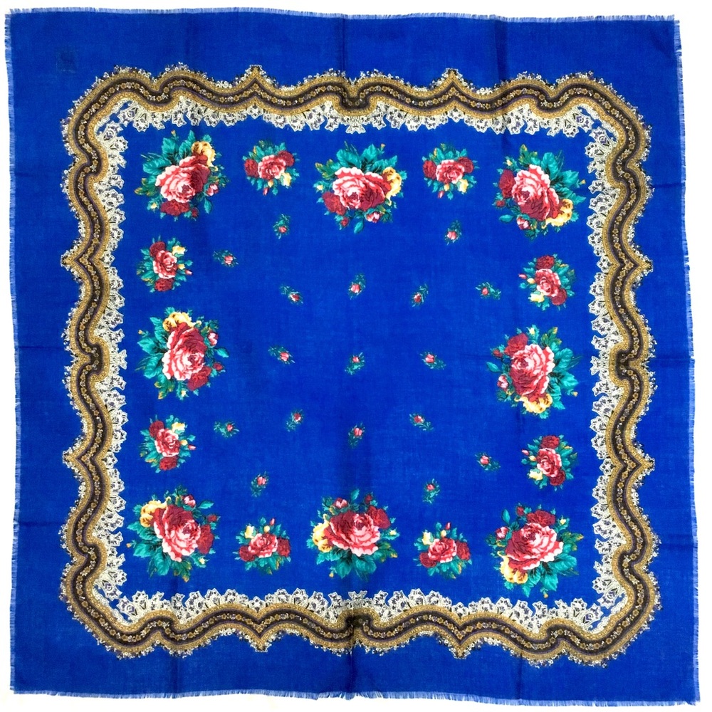 Vintage |  Blue Vintage 70’s Glentex Rose Scarf